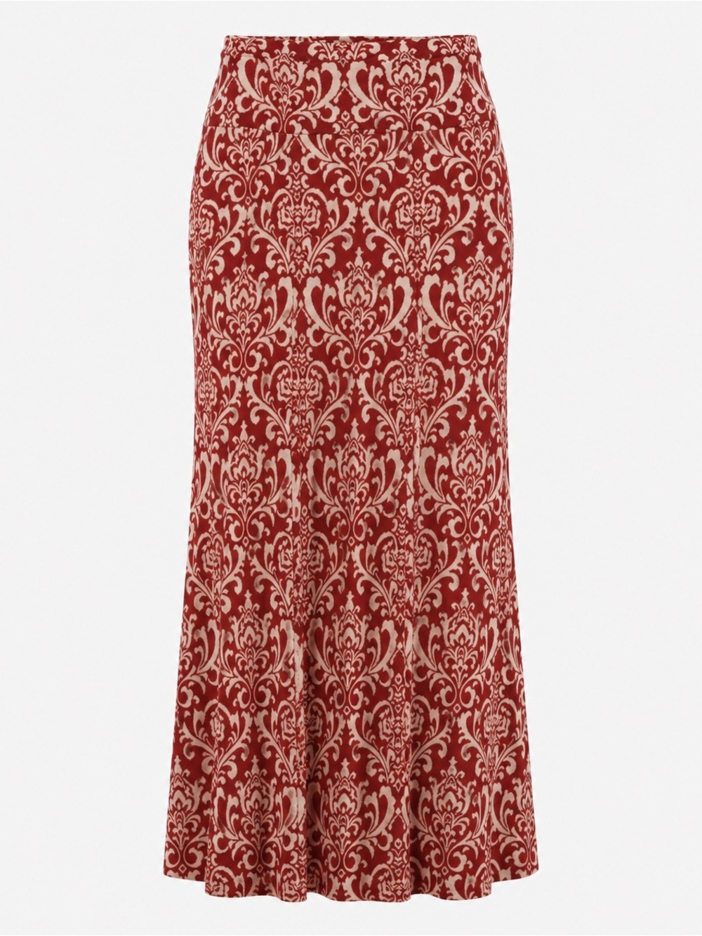 DownEast Red and Cream Damask Maxi Skirt small